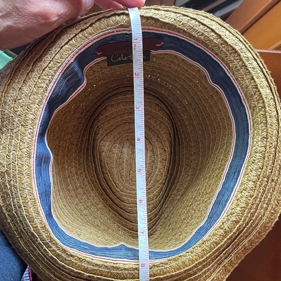 Cole Haan Women's Tan Straw Hat with Gray Band - Picture 10 of 10